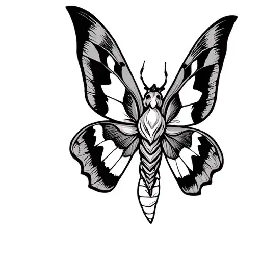 Moth Tattoo Traditional Style Fine Lines
