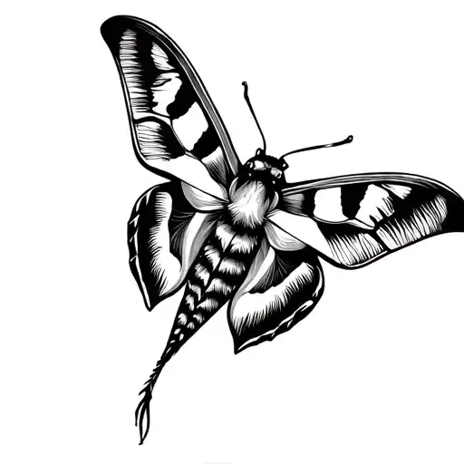 Moth Tattoo Traditional Style Fine Lines