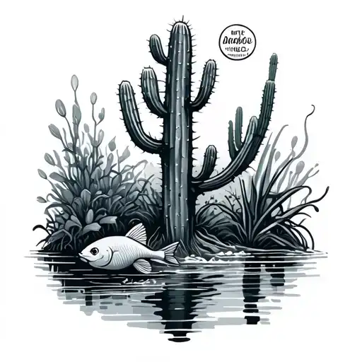 Stream Cactus Tree Fish