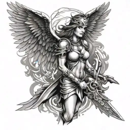 Valkyrie On Fire With Wings