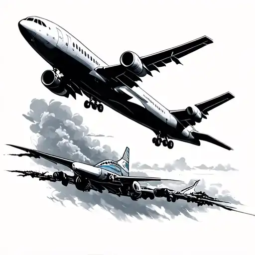 Travel Tattoo With Airplane Coming