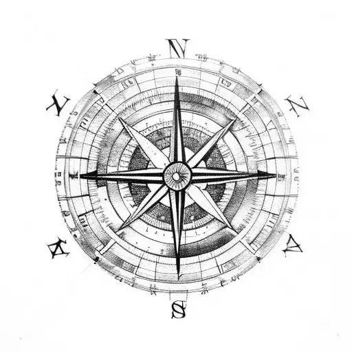 Simple Compass Inside Ships Wheel