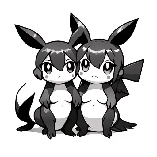 Different Pokemon Together Cute Girl
