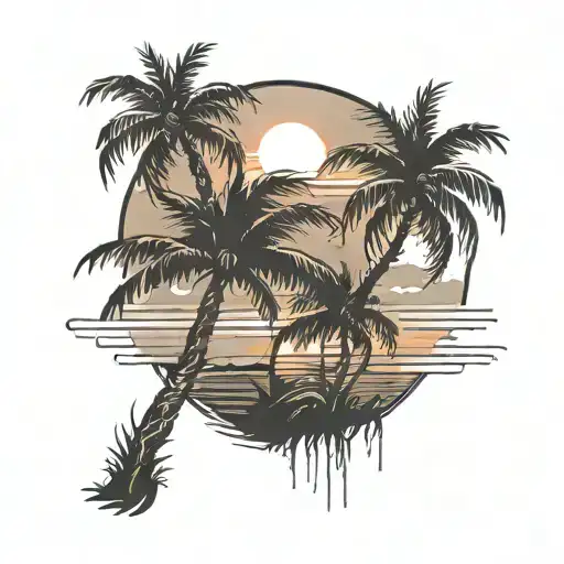 Palm Tree And A Sunset