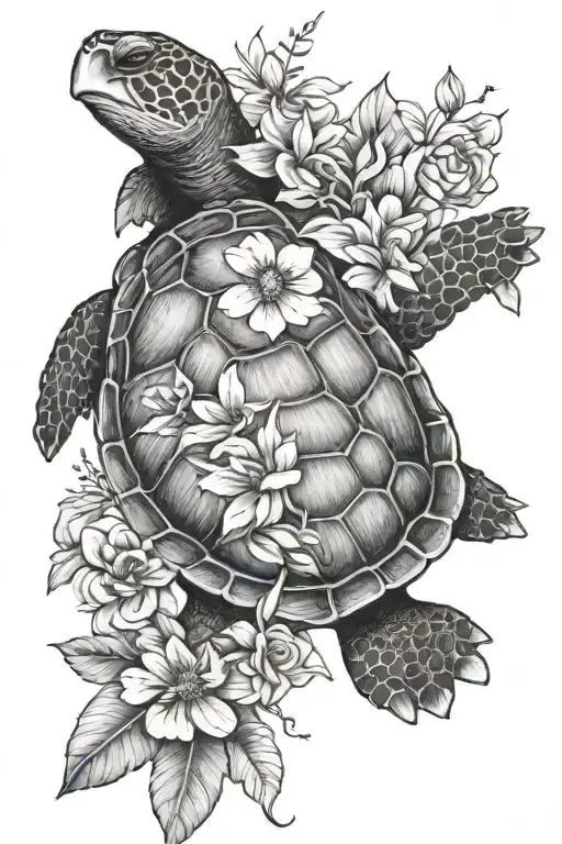Turtle With Flowers