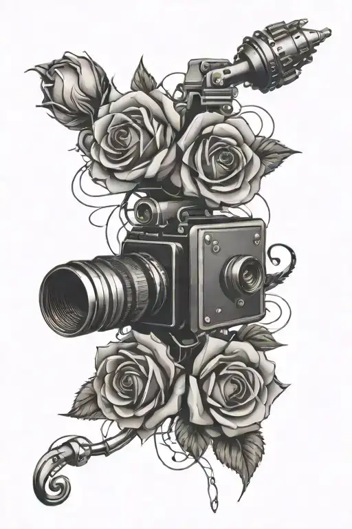 Roses With Music Notes And Video Camera Lens Morphing