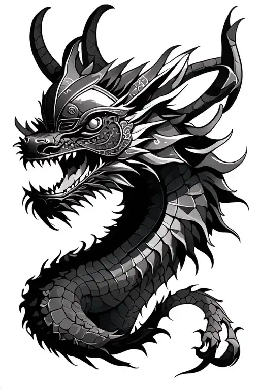 Dragon With Samurai Helmet