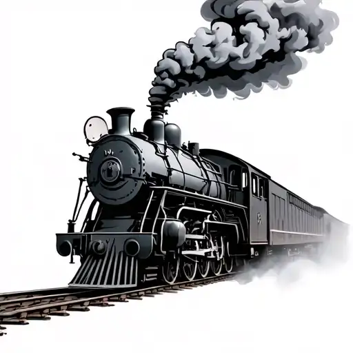 Steam Locomotive With Smoke And A Skeleton Hand Holding