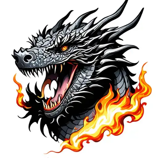 Dragon Head Blowing On A Lighter Flame
