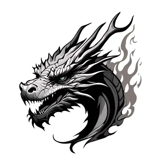 Dragon Head Blowing On A Flame
