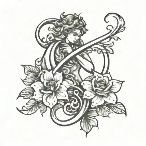 Floral Aquarius Symbol
