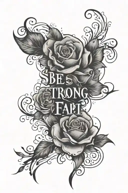 Tattoo With The Quote 'Be Strong When Things Fall Apart'