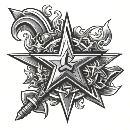 Hammer And Sickle With Star And Cool Design Communist Themed