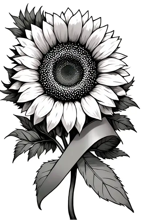Sunflower And Cancer Ribbon