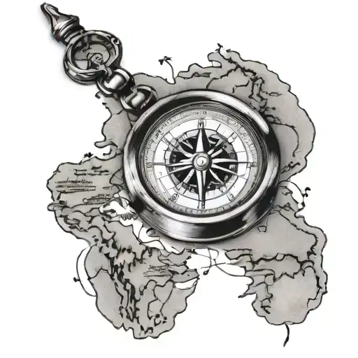 Compass With World Map In The Background And Finland Blacked