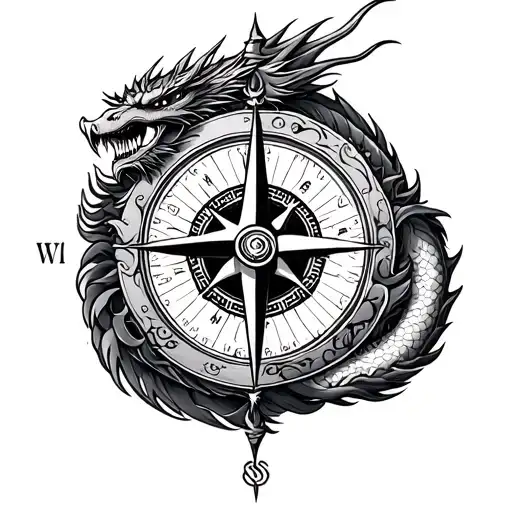 Okinawa Japan With Compass And Dragons