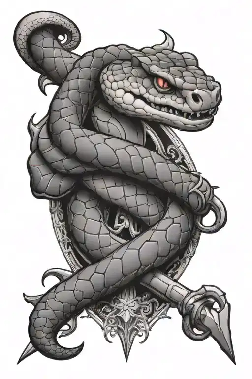 Snake On Dagger Wrapped