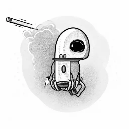 Alien Smoking Joint In A Rocketship