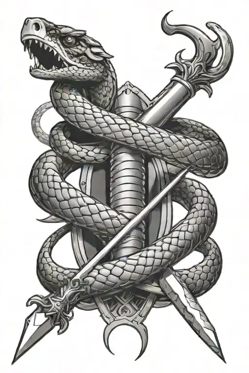 Snake On Dagger Wrapped