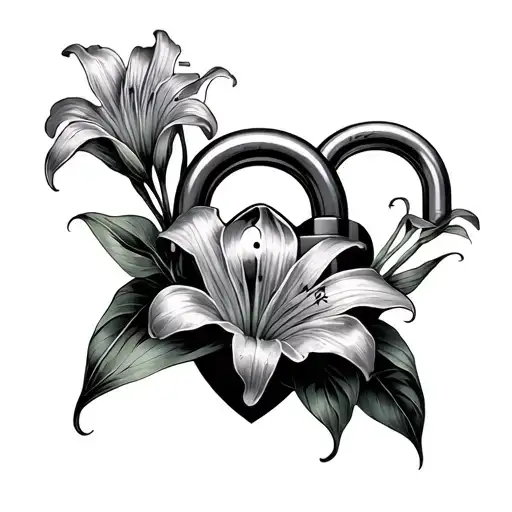 Lilys Surrounding Padlock With Space Inside For Words