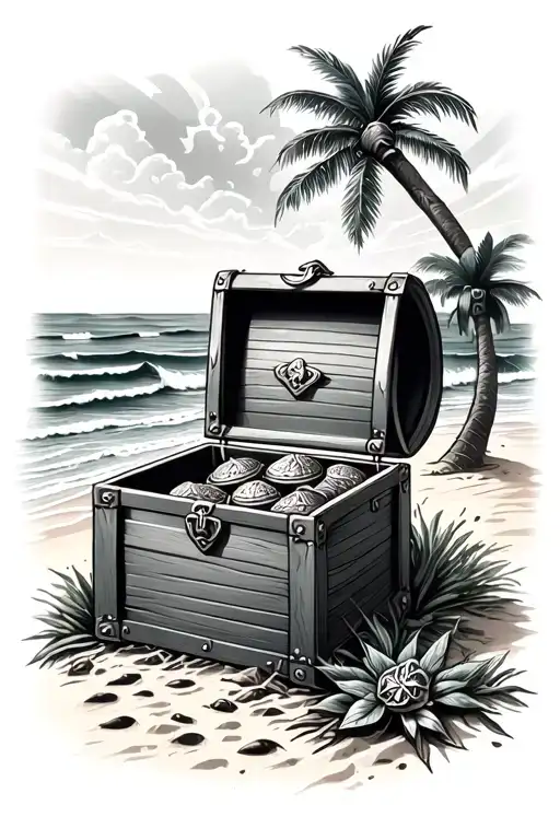 Treasure Chest On Beach