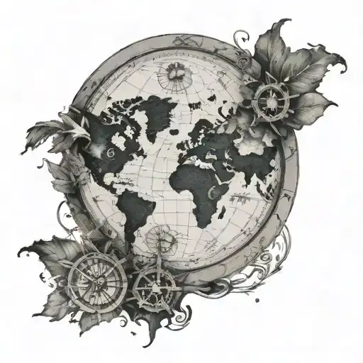 World Map With Compass