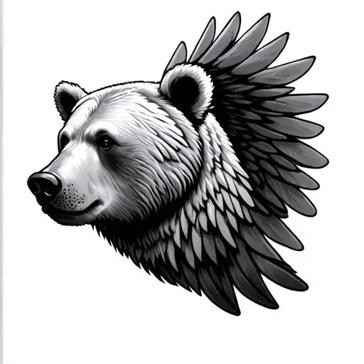Bear Head Wings Spread Wide