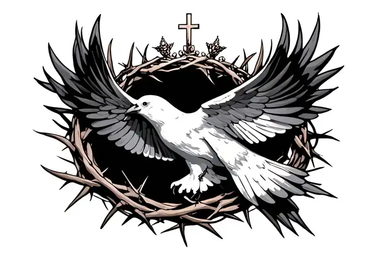 Christian Dove Carrying Crown Of Thorns