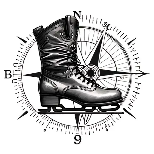 Cowboy Boot And Figure Skate And Compass