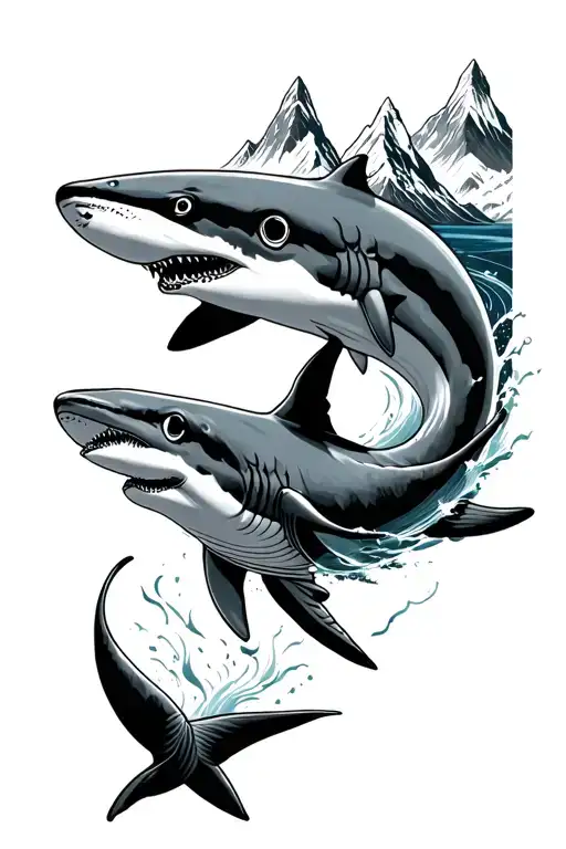 Shark Or Whale With Mountains Combined