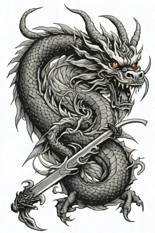 Chinese Dragon With Katana