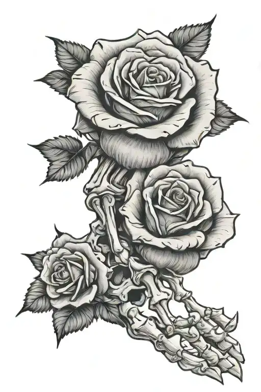 Skeleton Hand Holding A Rose