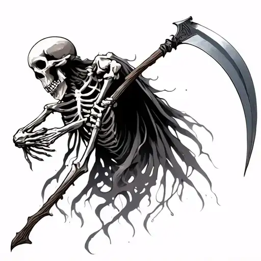 Skeleton From Behind Holding Scythe