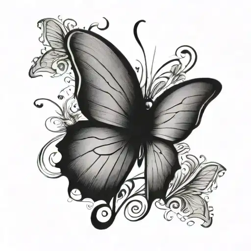 Minimal Tattoo Of A Butterfly With One Angel Wing And A Semi Colon Instead Of The Body