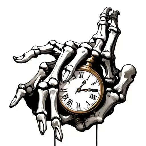Skeleton Hand With Clock