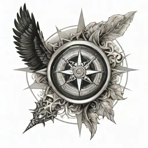 Compass Surrounded By Various