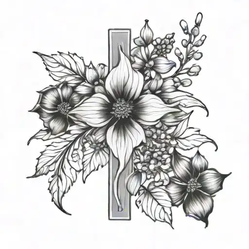 Birth Month Flowers Cross