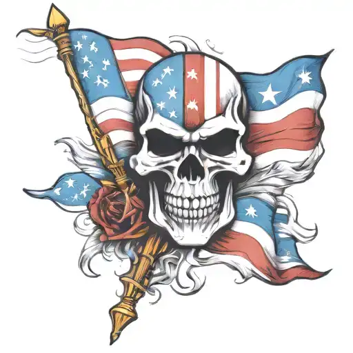 Patriotic American Flag With Skulls And Spartan