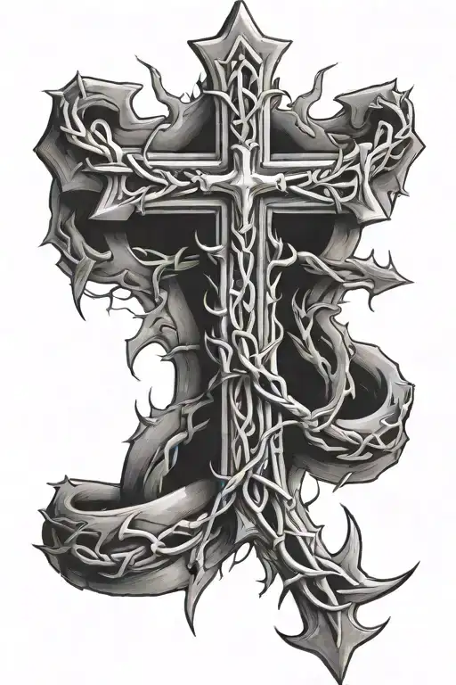 Cross With Crown Of Thorns