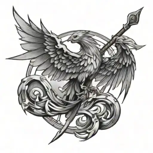 Phoenix Clasping Sagittarius Arrow