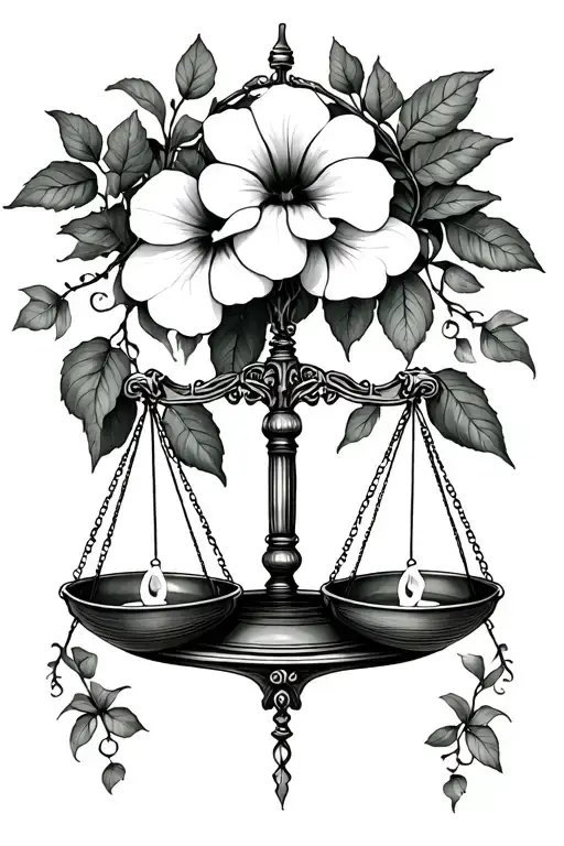 Libra Scale & Morning Glory Vine