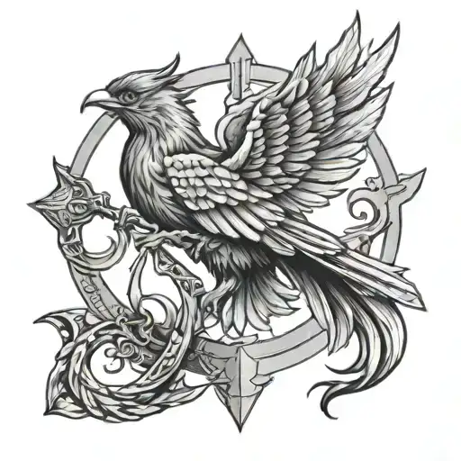 Phoenix Clasping Sagittarius Arrow