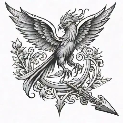 Phoenix Clasping Sagittarius Arrow