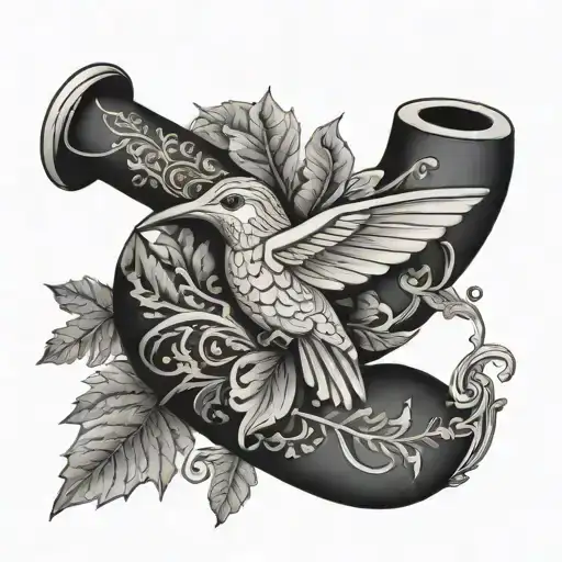 Oak Leaves Gardenia Hummingbird Tobacco Pipe Walking Cane