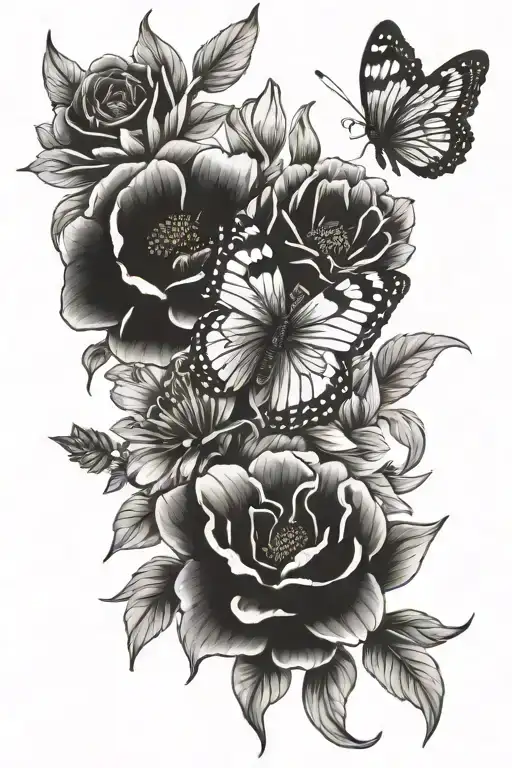 July And August Birth Flowers With A Butterfly