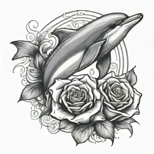Dolphin With A Rose