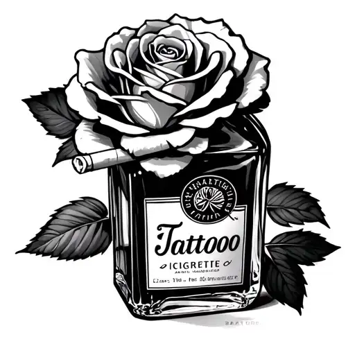 Liquor Bottle Cigarette Rose