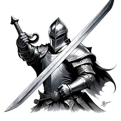 A Knight Holding A Sword Ready To Fight