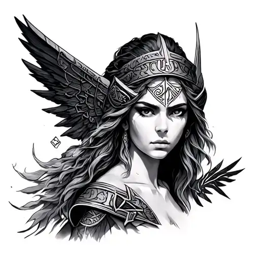 Valkyrie On The Forearm With Runes