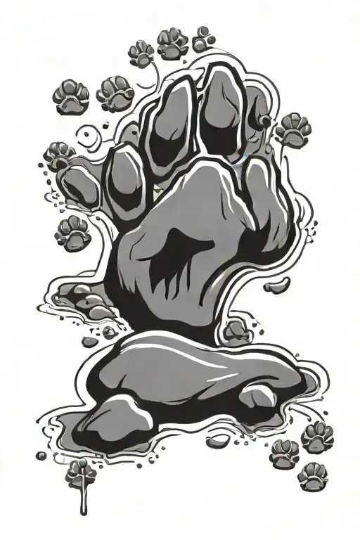 Rocks And A Dog Paw Print